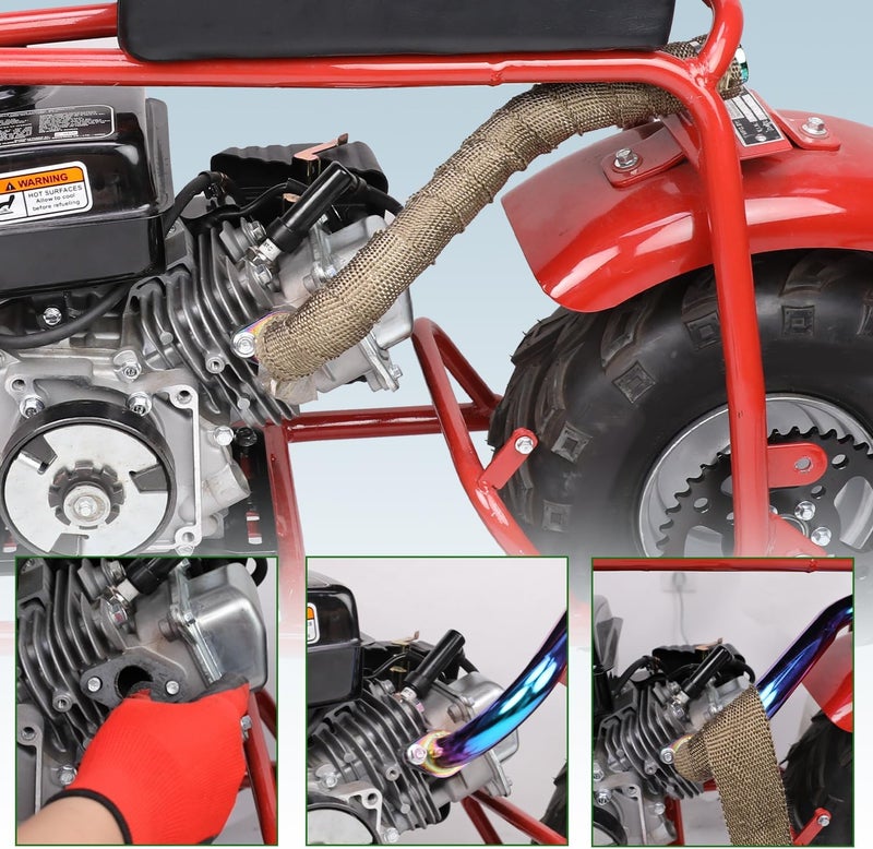 XIKOBY CT100U Exhaust Header Pipe Kit Compatible with Mini Bike GMB100 Coleman Massimo MB100 Rascal Lite Predator 79cc 98cc 99cc 3.0HP 154F Engine Parts Colorful - Image 4